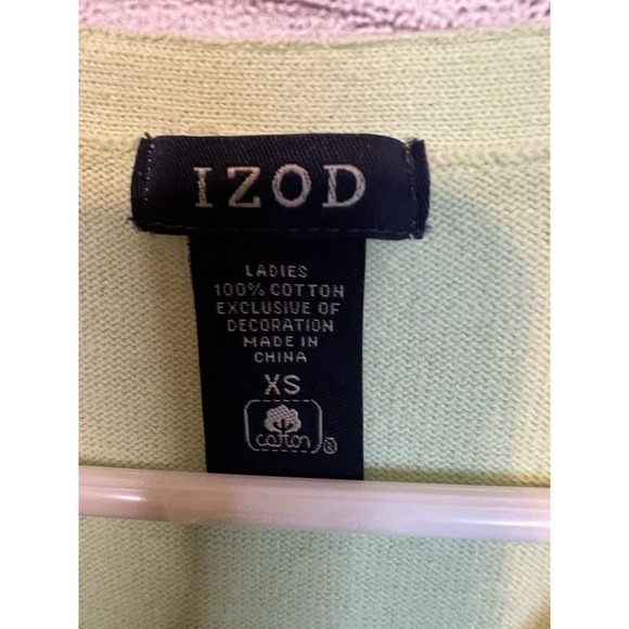 Women's IZOD Argyle Cardigan Sweater Mint Green And Black size XS Button Up - Picture 3 of 5